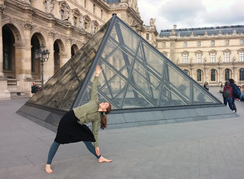 Triangle pose at the Louvre